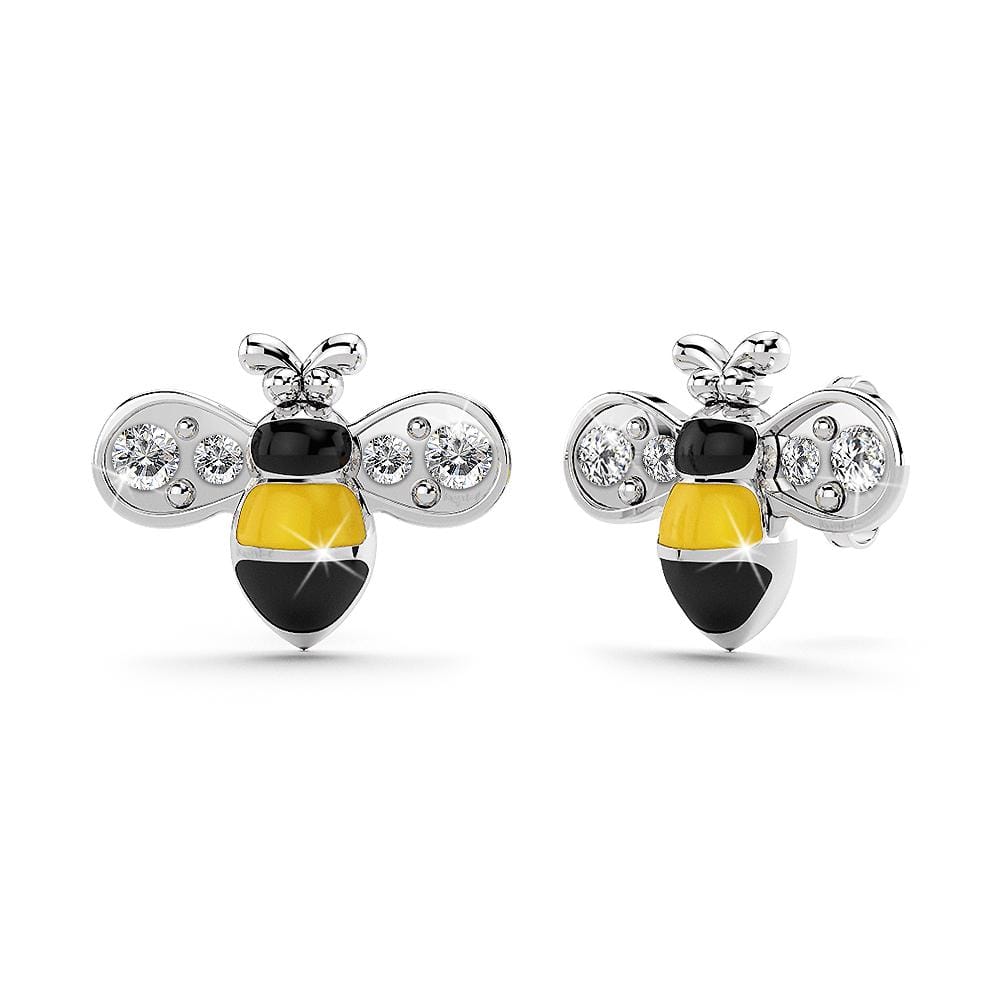 Boxed Bumblebee Crystal Set Embellished with Clear Czech Preciosa Crystals in Black - Brilliant Co