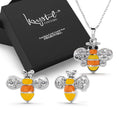 Boxed Bumblebee Crystal Set Embellished with Clear Czech Preciosa Crystals in Yellow - Brilliant Co