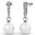 Boxed 2 Pairs Lustrous Earrings Set Embellished with Swarovski¬¨√Ü Crystal Iridescent Tahitian Look Pearls in White Gold - Brilliant Co