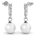 Boxed 2 Pairs Lustrous Earrings Set Embellished with Swarovski¬¨√Ü Crystal Iridescent Tahitian Look Pearls in White Gold - Brilliant Co