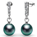 Boxed 2 Pairs Lustrous Earrings Set Embellished with Swarovski¬¨√Ü Crystal Iridescent Tahitian Look Pearls in White Gold - Brilliant Co