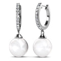Boxed 2 Pairs Flawless Pearl Drop Hoop Earrings Set iEmbellished with Swarovski¬¨√Ü Crystal Iridescent Tahitian Look Pearls in White Gold - Brilliant Co