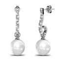 Boxed 2 Pairs Luminous Pearl Stud Earrings Set in White Gold Embellished with Swarovski¬¨√Ü Crystal Iridescent Tahitian Look Pearls - Brilliant Co