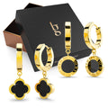 Boxed 2 Pairs of Luxurious Earrings Set in Black Onyx with Gold Layered Titanium