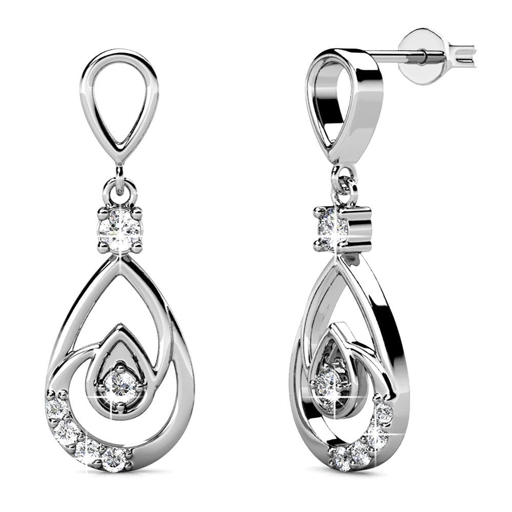 Boxed Periwinkle Teardrop Set Embellished with Swarovski¬¨√Ü Crystals In White Gold - Brilliant Co