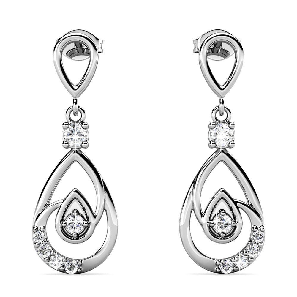 Boxed Periwinkle Teardrop Set Embellished with Swarovski¬¨√Ü Crystals In White Gold - Brilliant Co