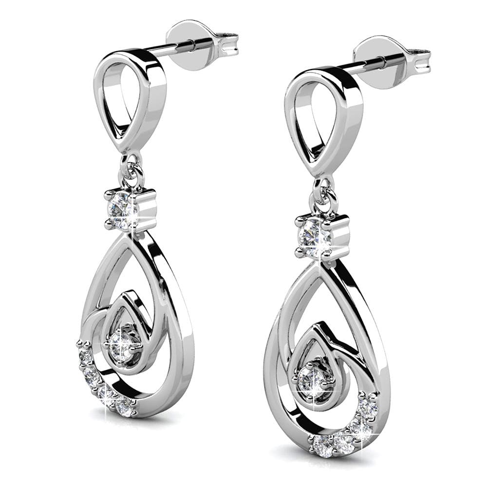 Boxed Periwinkle Teardrop Set Embellished with Swarovski¬¨√Ü Crystals In White Gold - Brilliant Co