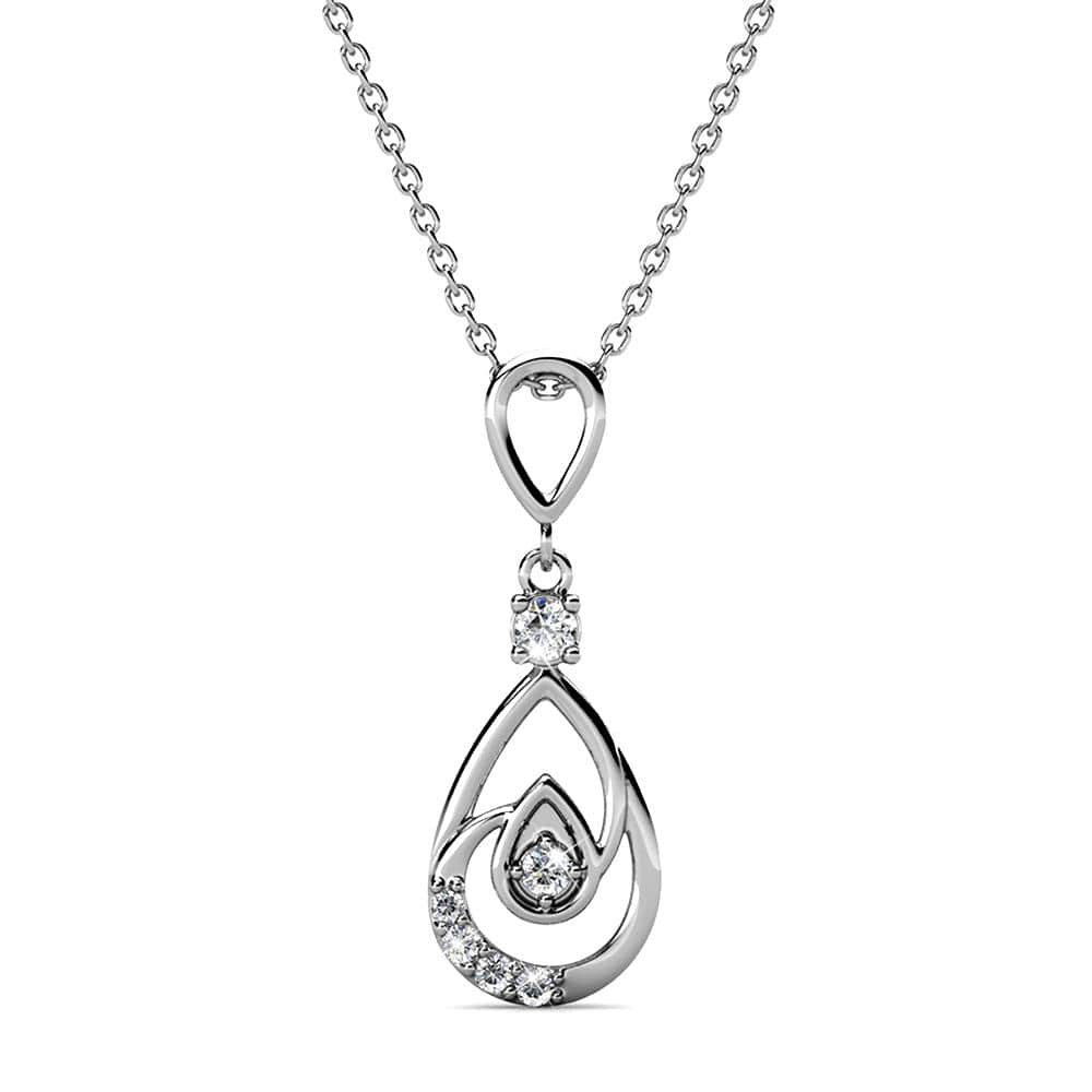 Boxed Periwinkle Teardrop Set Embellished with Swarovski¬¨√Ü Crystals In White Gold - Brilliant Co