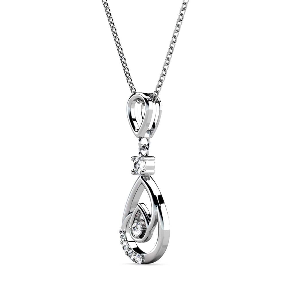 Boxed Periwinkle Teardrop Set Embellished with Swarovski¬¨√Ü Crystals In White Gold - Brilliant Co