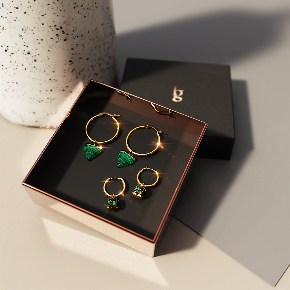 Boxed 2 Pairs of Gorgeous Natalie Earrings Set in Gold