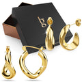 Boxed 2 Pairs of Precious Sparkling Titanium Earrings Set in Gold