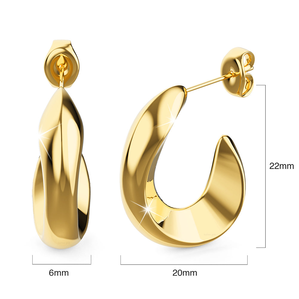 Boxed 2 Pairs of Precious Sparkling Titanium Earrings Set in Gold