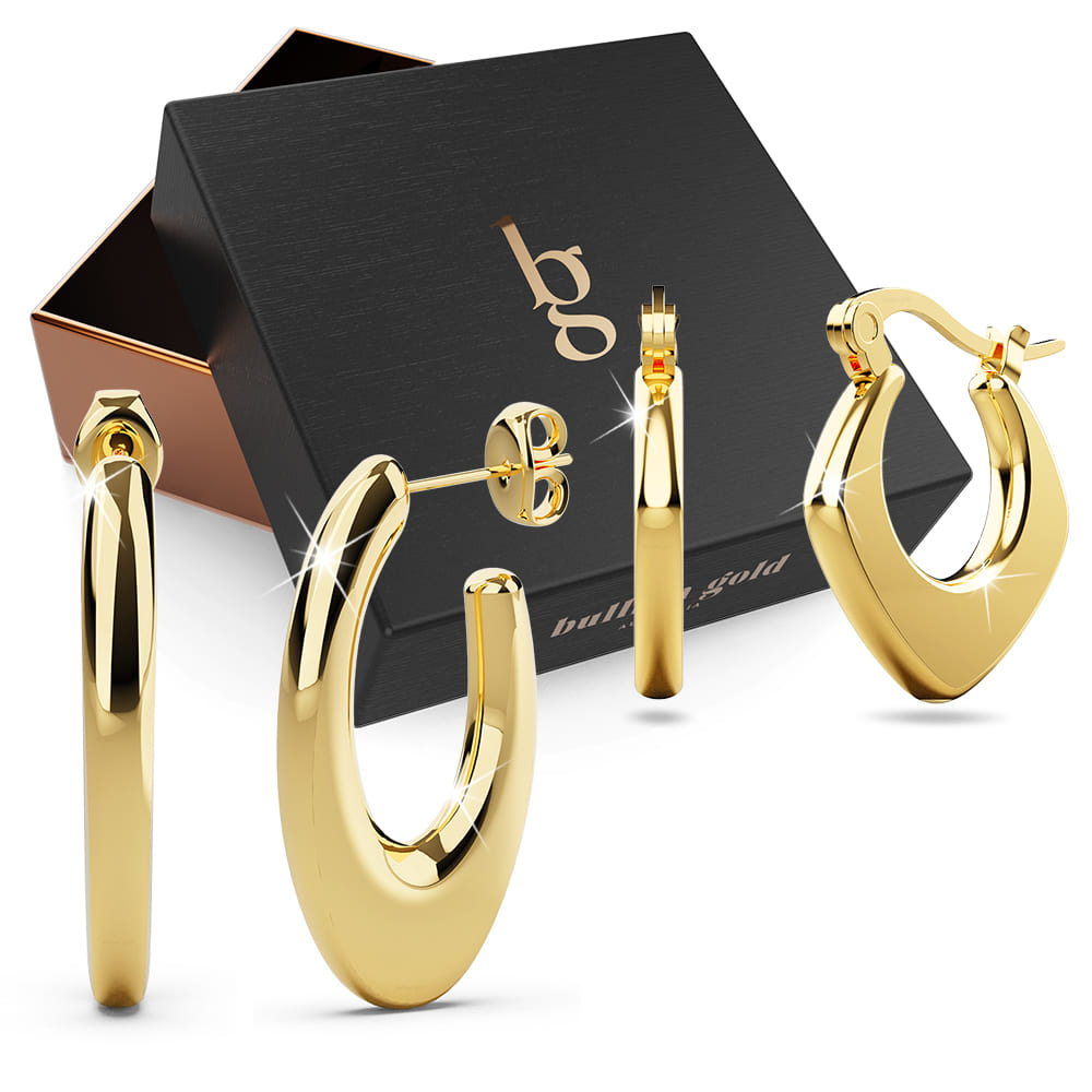 Boxed 2 Pairs of Sylvia Titanium Earrings Set in Gold