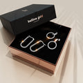 Boxed 2 Pairs of Chic Titanium Earrings Set in White Gold