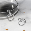 Boxed 2 Pairs of Chic Titanium Earrings Set in White Gold
