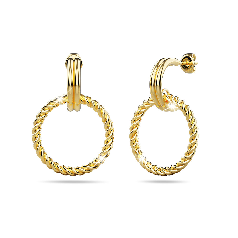 Boxed 2 Pairs of Chic Titanium Earrings Set in Gold