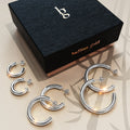 Boxed 3 Pairs of Erica Titanium Earrings Set in White Gold