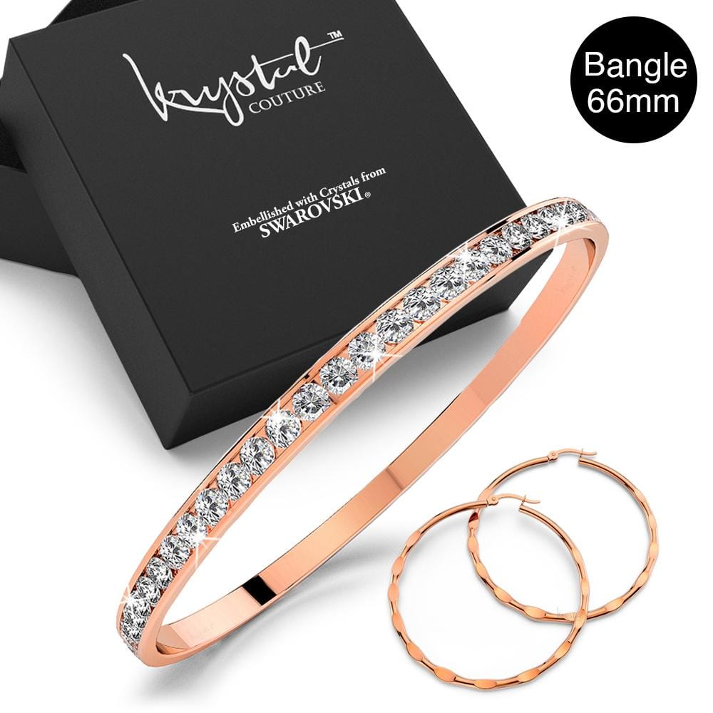 Boxed Classic Bangle and Hoops Set Embellished with Swarovski® Crystals