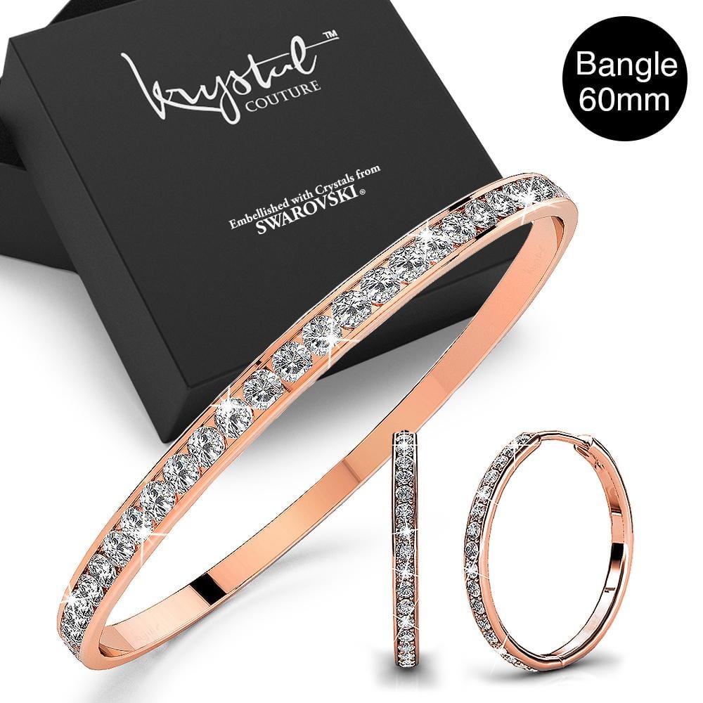 Boxed Bangle and Earrings Set Embellished with Swarovski® crystals