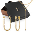 Boxed Dangly Gold Necklace and Earrings Set