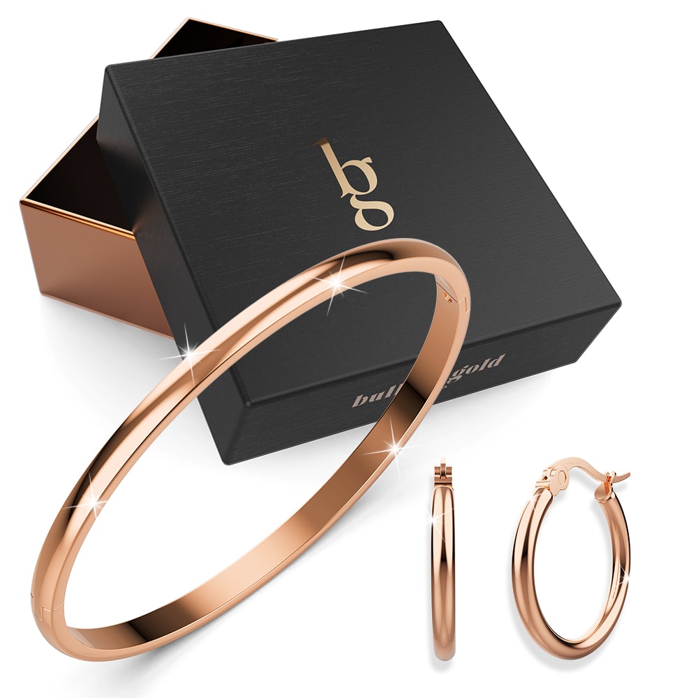 Boxed Forever Need Bangle and Earrings Set in Rose Gold