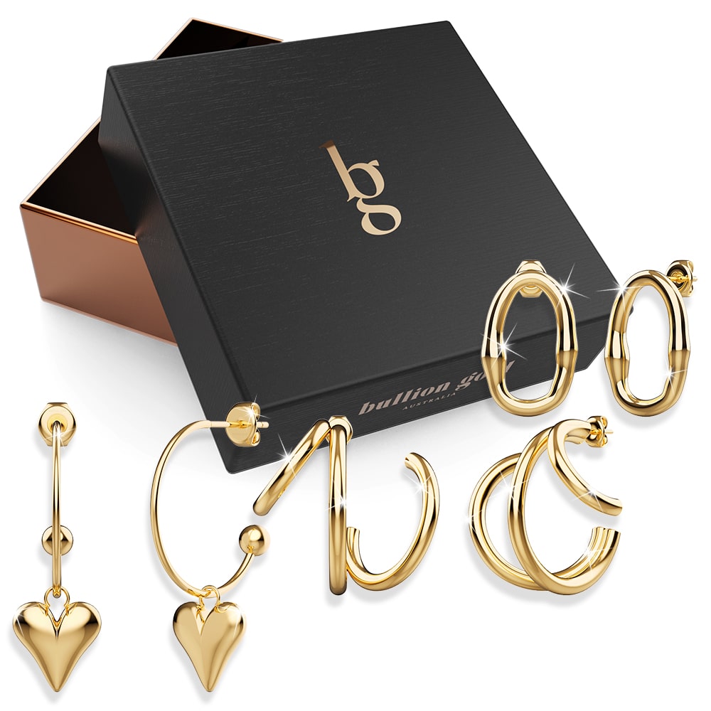 Boxed Be Gold-geous 3 Piece Earrings Set