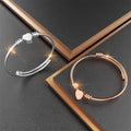 Boxed Heart Motif Charmed 2 Pc Bangle in Rose and White Gold