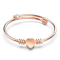 Boxed Heart Motif Charmed 2 Pc Bangle in Rose and White Gold