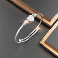 Boxed Heart Motif Charmed 2 Pc Bangle in Rose and White Gold