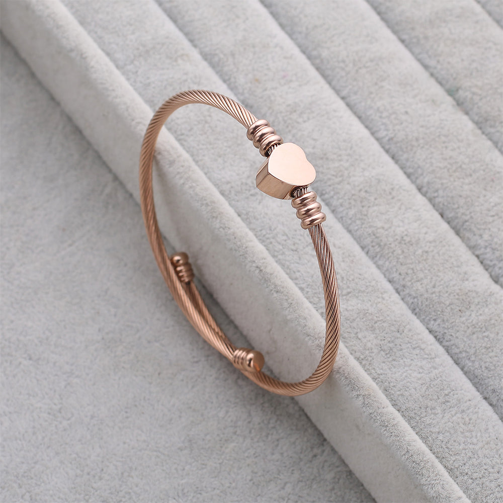 Boxed Beauty with Love Earrings and Bangle Set in Rose Gold