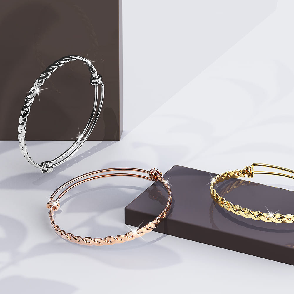 Boxed Capture of Beauty Bangle and Earrings Set in Gold