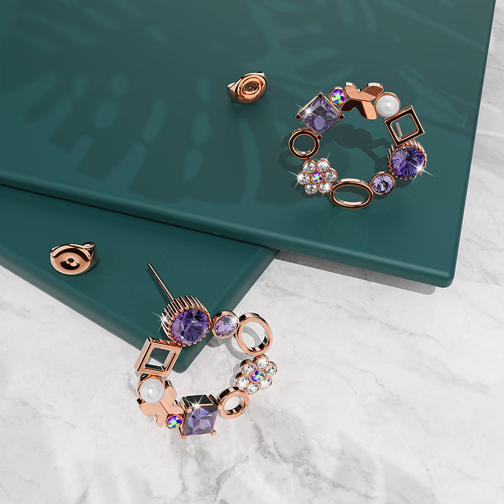 Boxed Spring Surprises Earrings and Ring Set Embellished with Swarovski¬Æ Crystals In Rose Gold