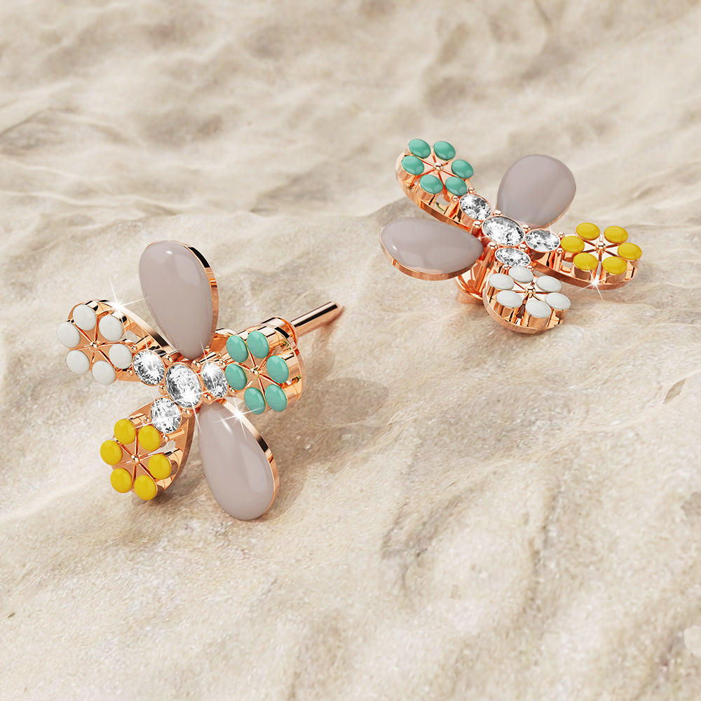 Boxed All in Bloom 3 Pc Earrings Set Embellished with Swarovski® Crystals In Rose Gold
