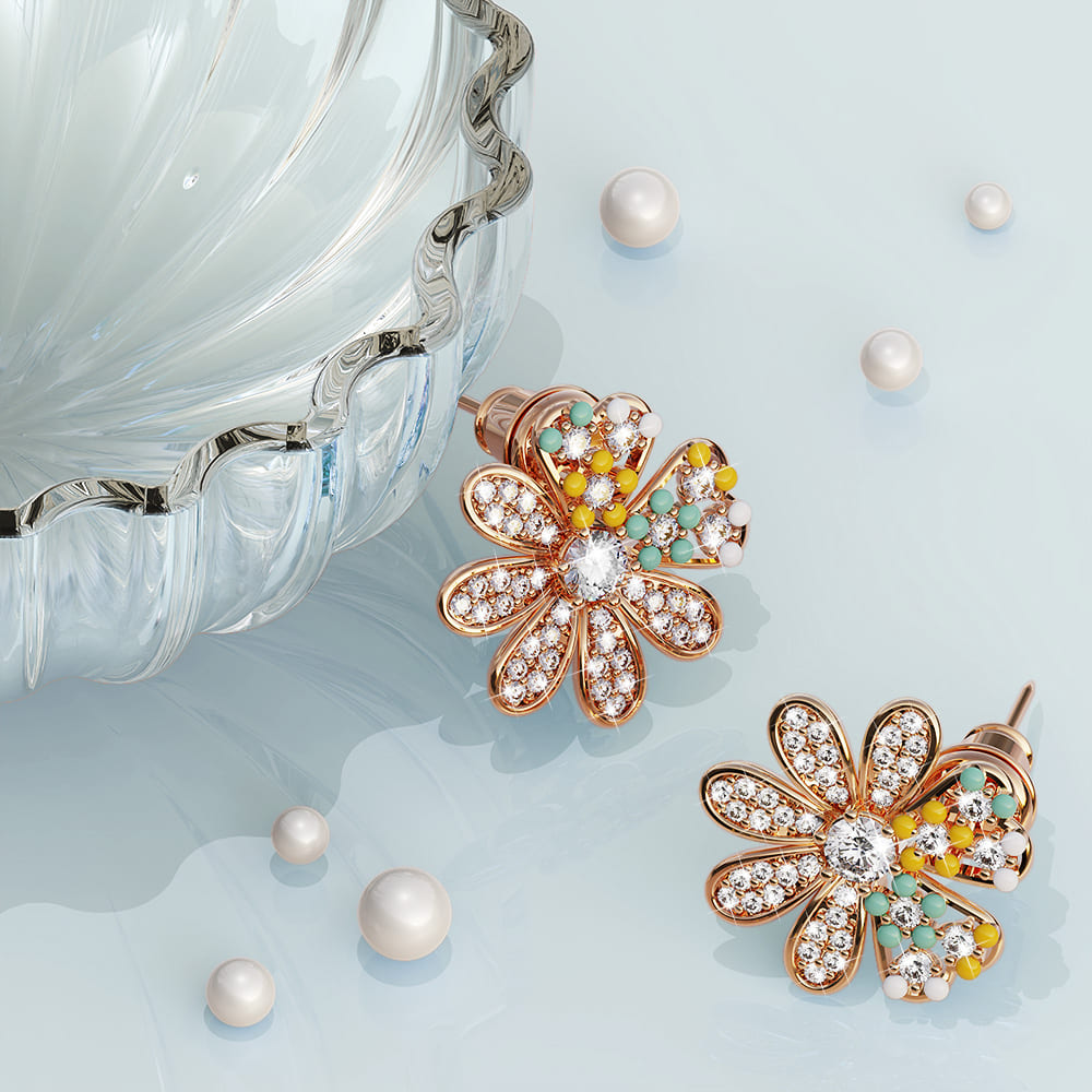 Boxed All in Bloom 3 Pc Earrings Set Embellished with Swarovski® Crystals In Rose Gold