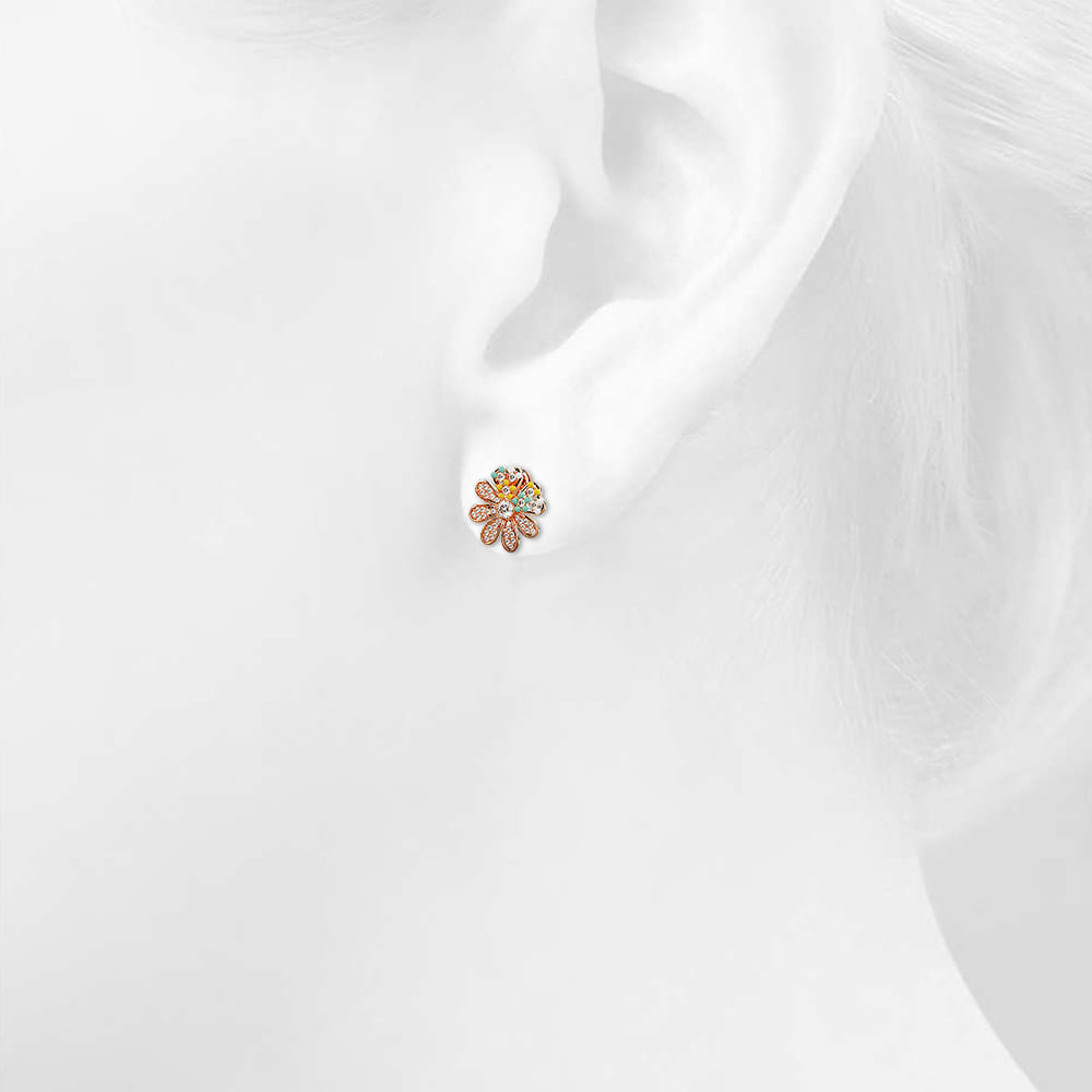 Boxed All in Bloom 3 Pc Earrings Set Embellished with Swarovski® Crystals In Rose Gold