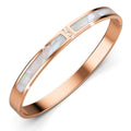 Boxed Modest Hinged Bangle & Round Interlock Earrings Set in Rose Gold