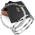 Boxed Delilah Choker Necklace and Cuff Bangle In White Gold