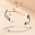 Boxed Geometric Curve Earrings With Classic Cuff Bangle In Rose Gold Set