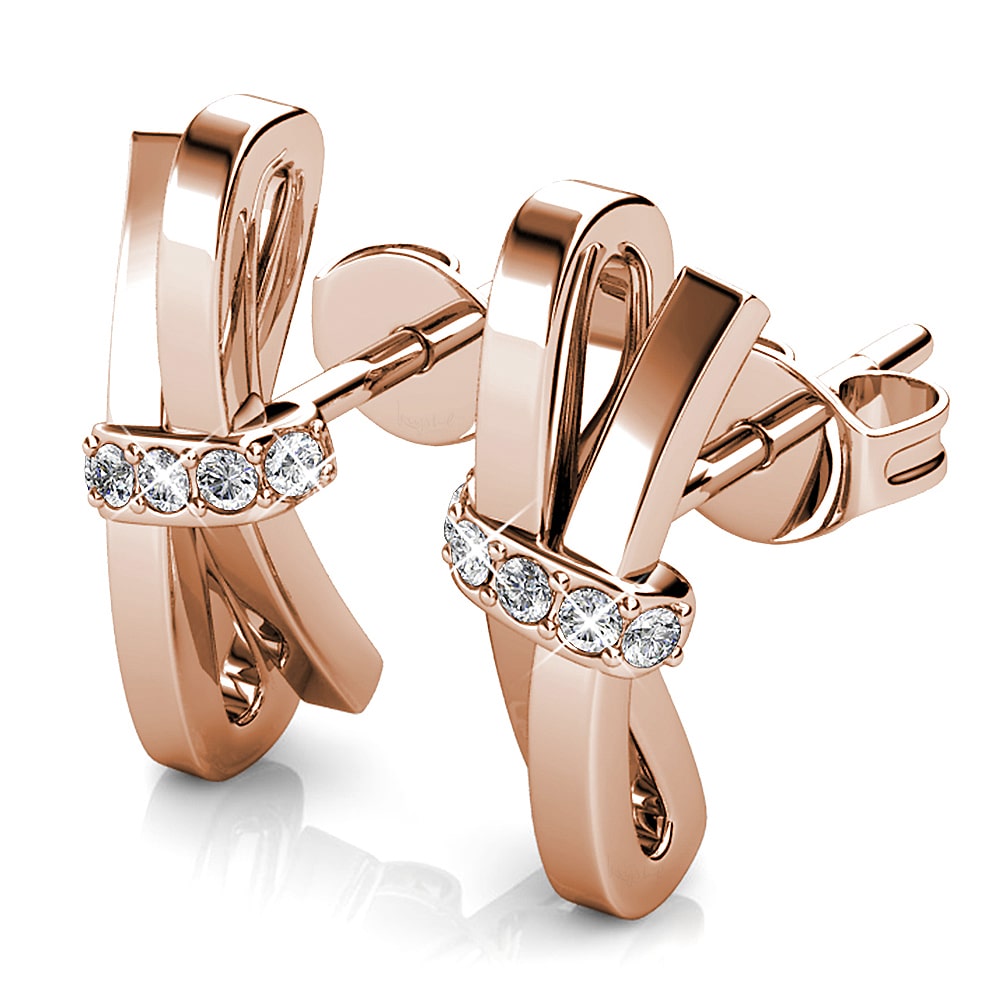 Boxed Rose Gold Watch & Earrings Set With Swarovski® Crystals Embellishment