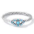 Silver Blue Charm Bracelet & Third Eye Ring Set