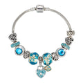 Silver Blue Charm Bracelet & Third Eye Ring Set