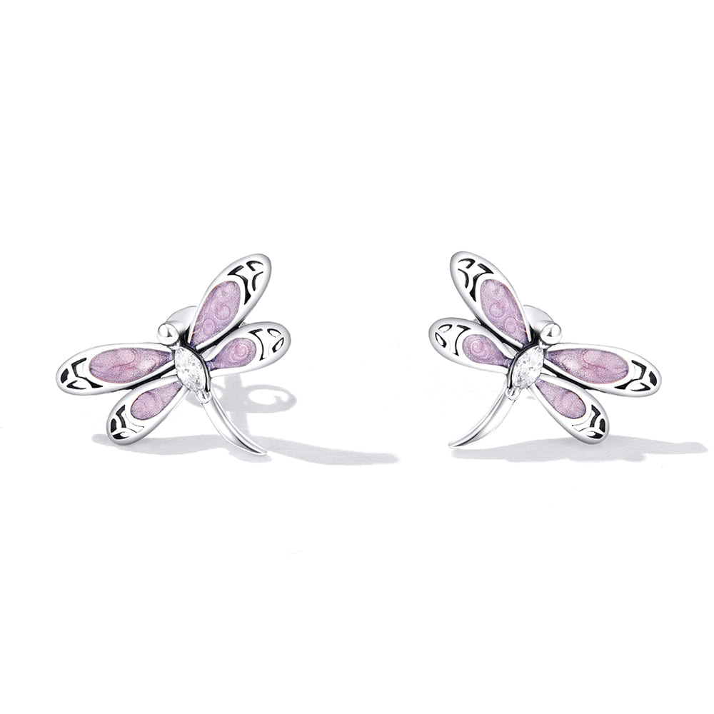 Dragonfly On Sakura Charms Bracelet & Stud Earrings Set