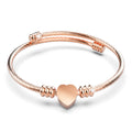 Pandora Inspired Full Beaded Charm Bracelet With Rose Gold Stretched Spiral Coil Bangle Set