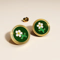 Boxed Verdant Floral Necklace and Stud Earring Set in Gold