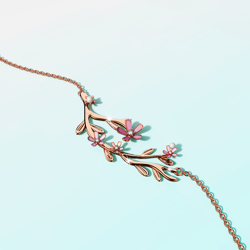 Boxed Petalia Pink Jewellery Set Embellished with Swarovski¬Æ Crystals in Rose Gold