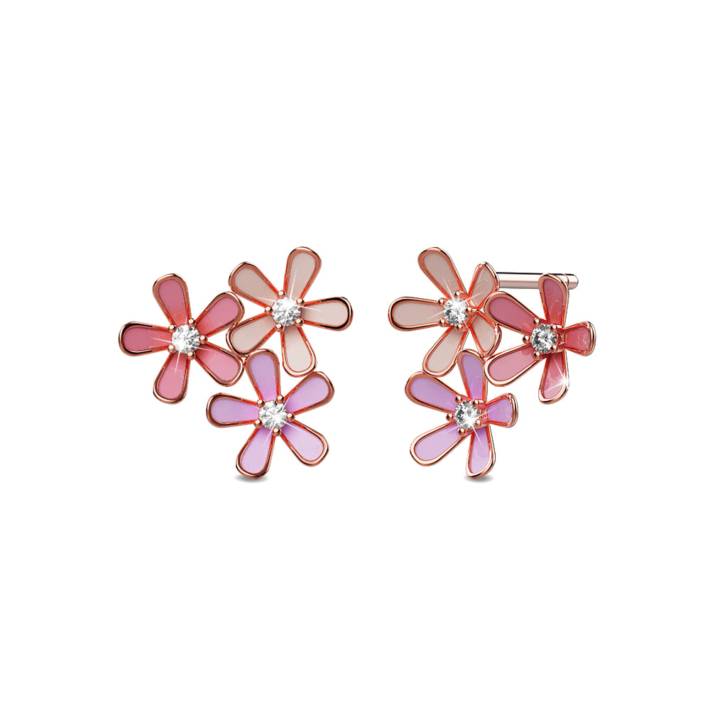 Boxed Petalia Pink Stud Earrings and Necklace Featured Swarovski¬Æ Crystals in Rose Gold
