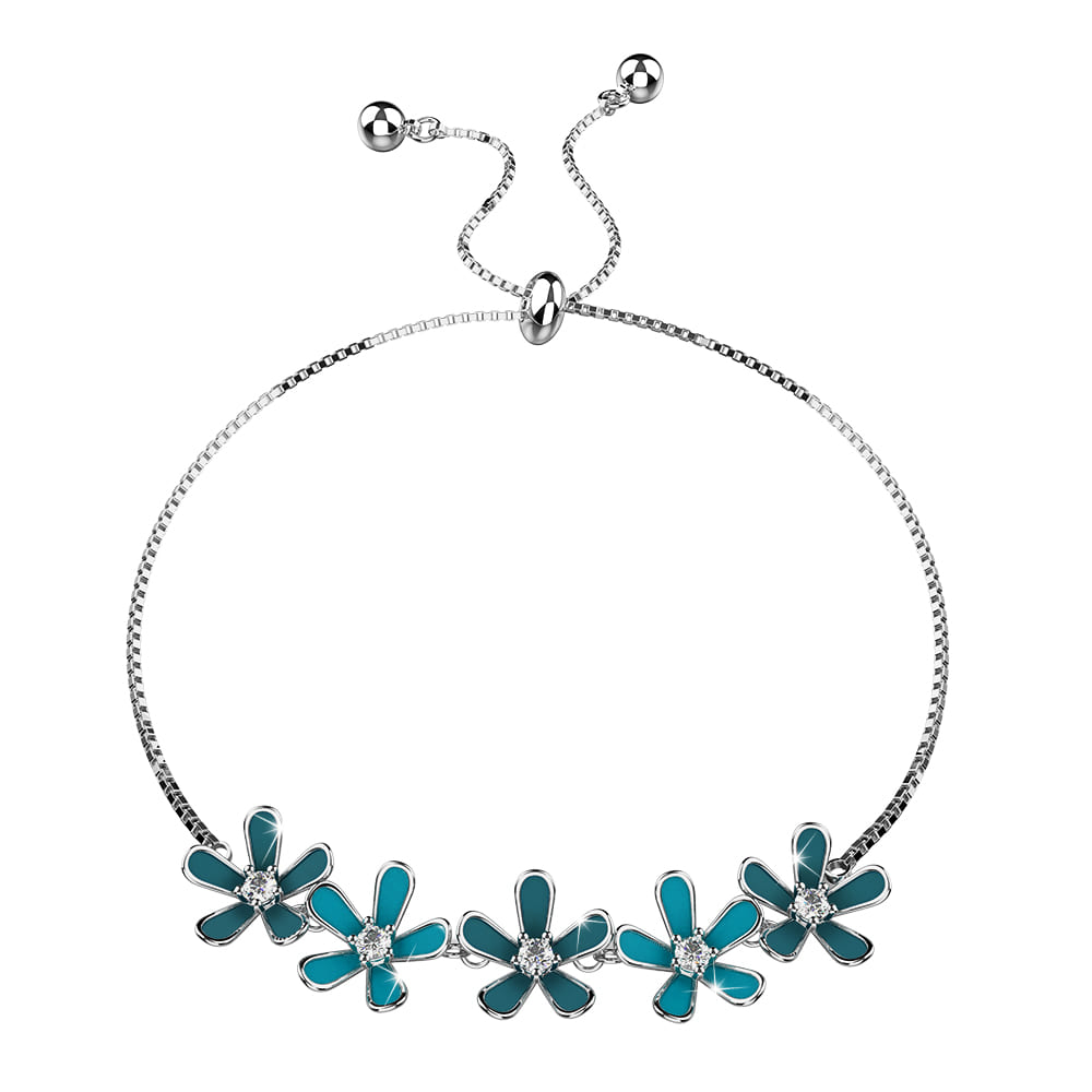 Boxed Petalia Turquoise Blue Jewellery Set Embellished with Swarovski¬Æ Crystals in White Gold