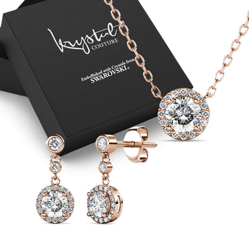 Boxed Sacred Circle Jewellery Set embellished with Crystal from Swarovski in Rose Gold