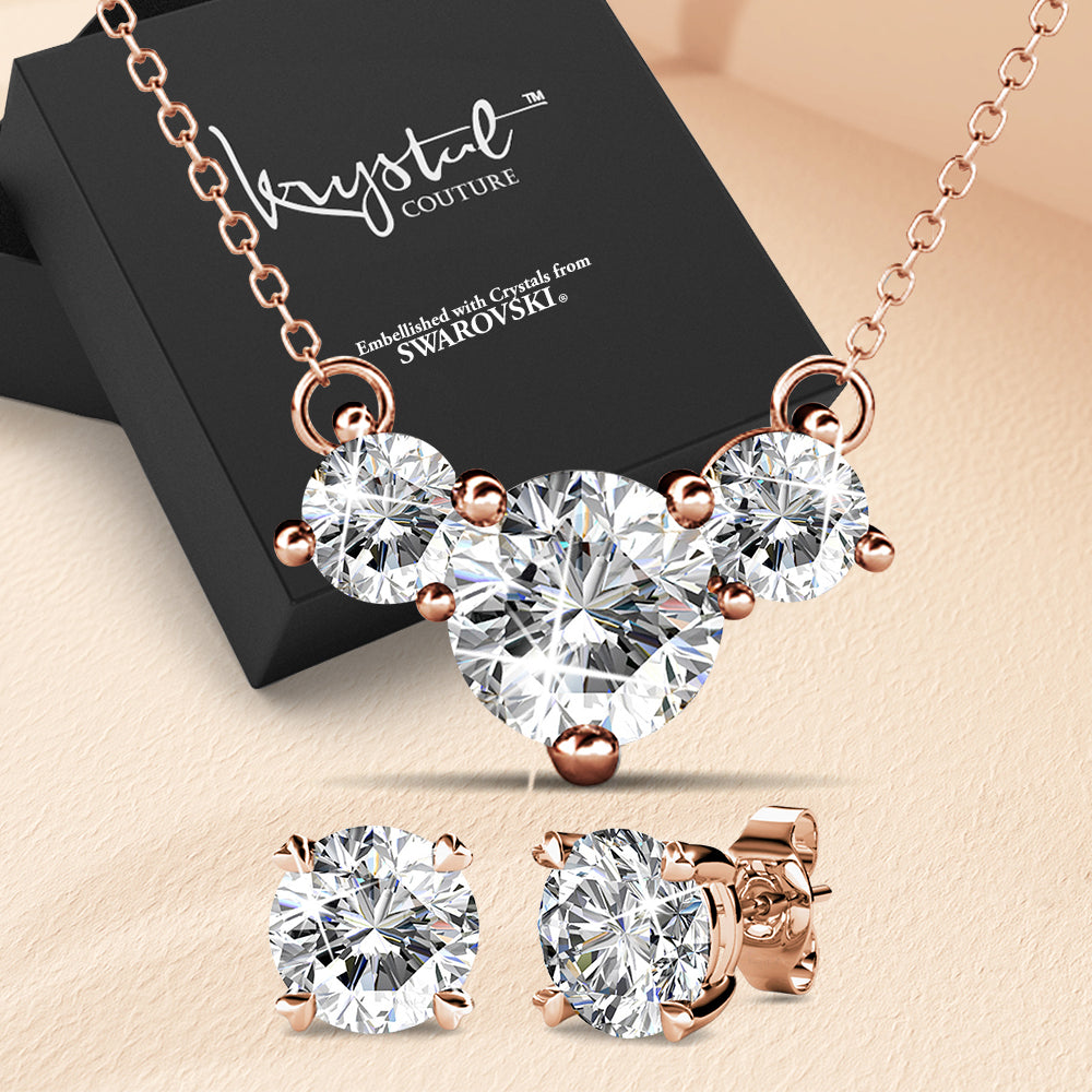 Boxed Brilliant Necklace And Earrings Set Embellished with SWAROVSKI® Crystals