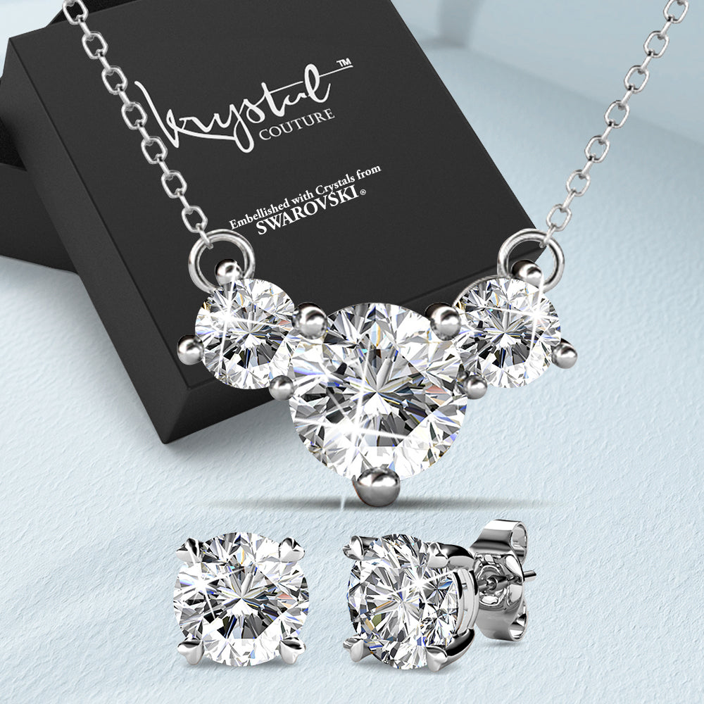 Boxed Necklace and Earrings Set Embellished with SWAROVSKI® Crystals